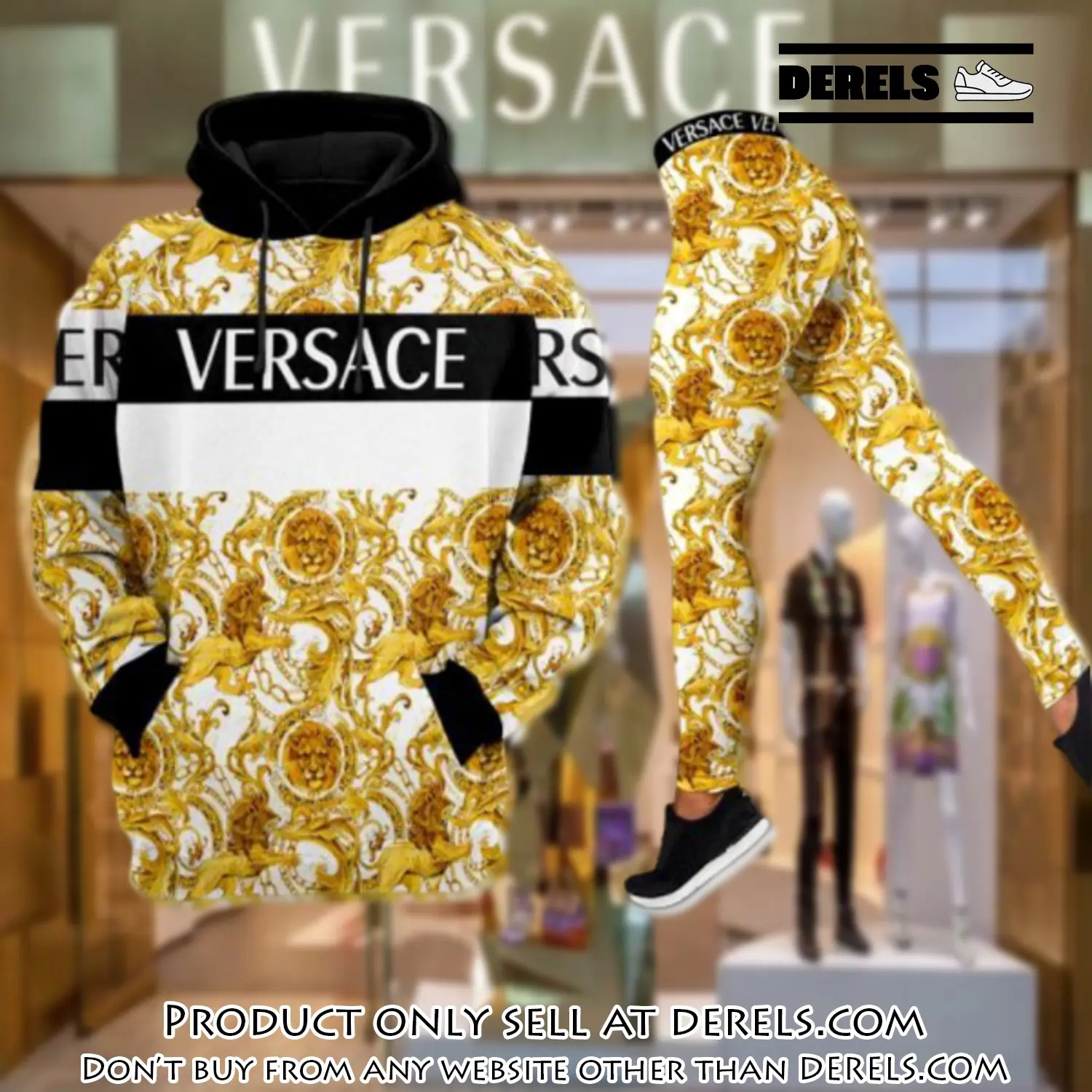 Gianni versace gold white hoodie legging set luxury for women dr1956029